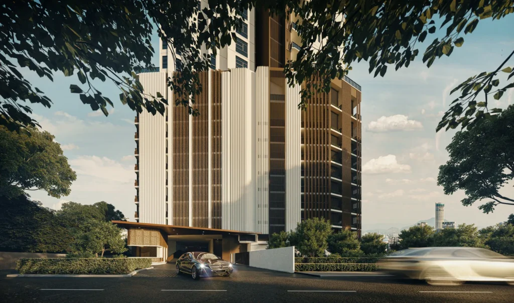 Cantonment Residence, Pulau Tikus, Penang: entrance driveway, artist's impression