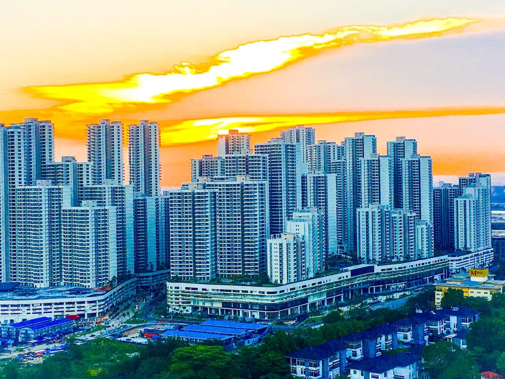 High-rise apartments in Johor Bahru at sunset