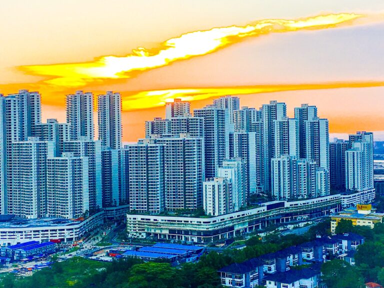 High-rise apartments in Johor Bahru at sunset