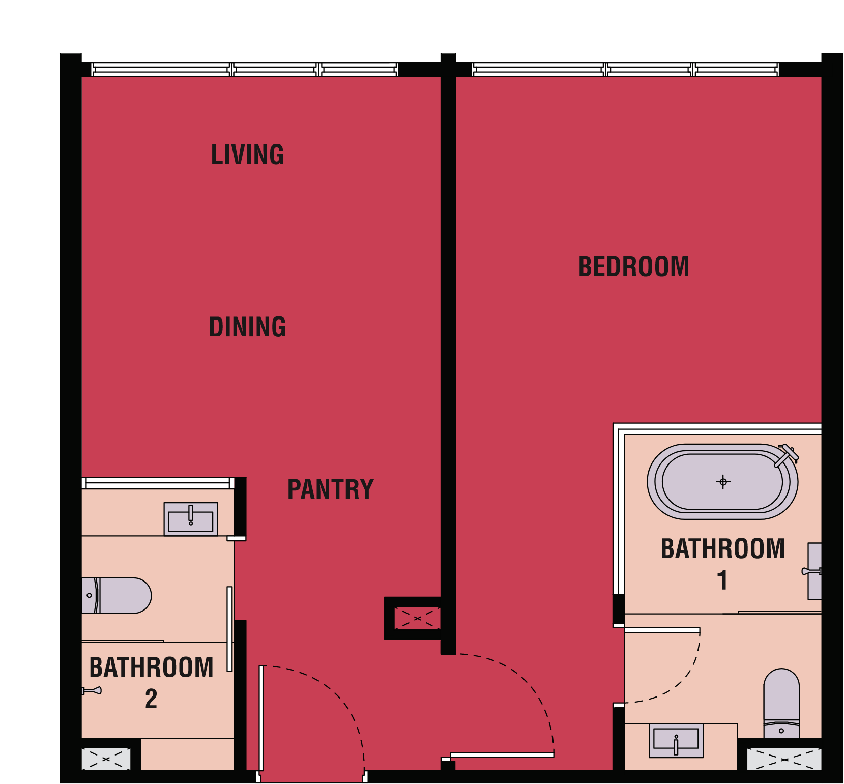 Kyliez Suites KL floor plan Type B4, dual-key 1 bedroom 2 bathrooms, 657 sq ft