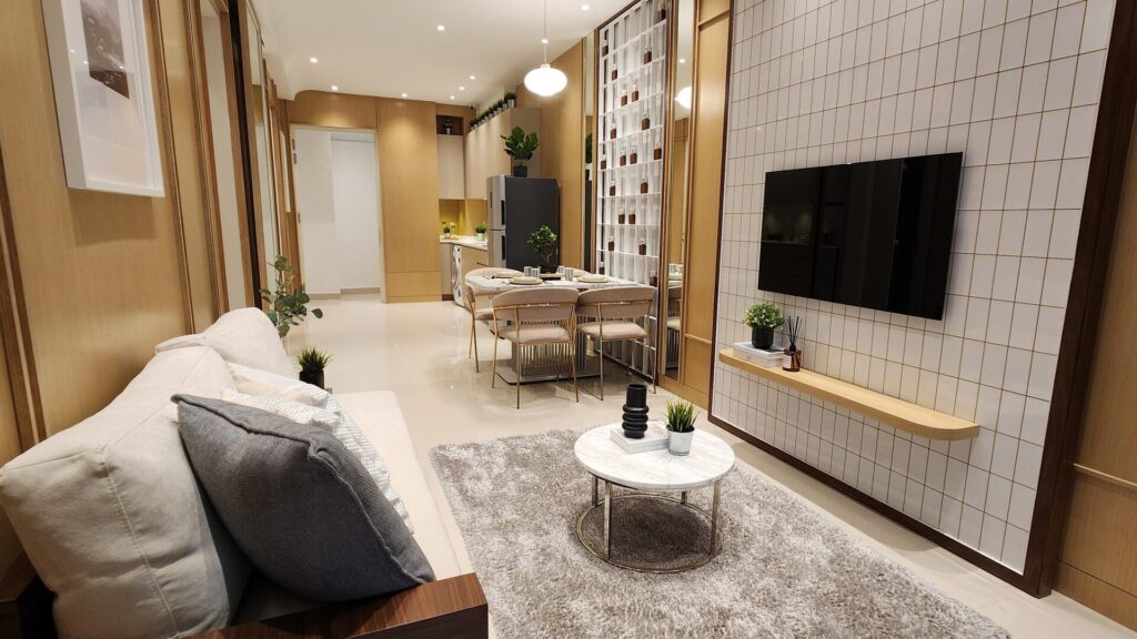 Aethera Residences show unit living room, actual photo
