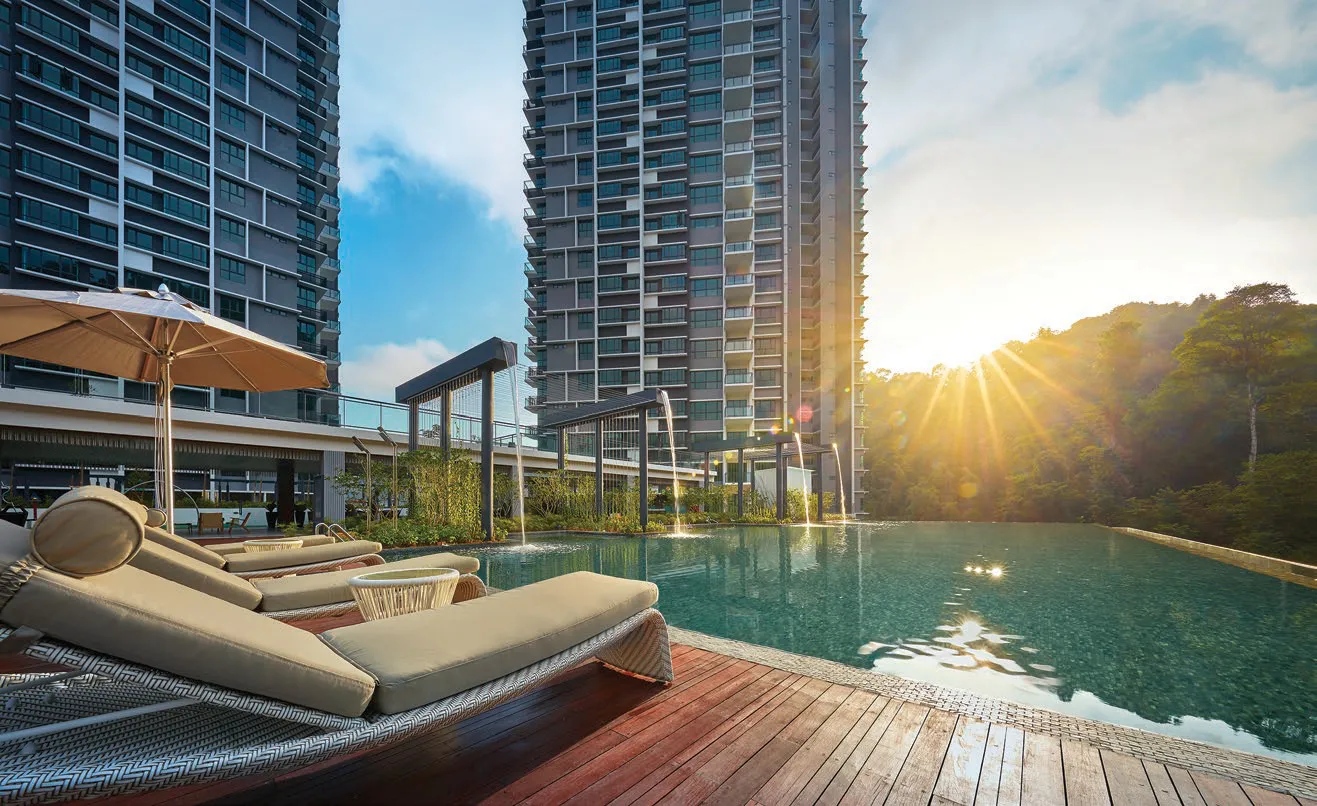 Alila 2, Tanjung Bungah, Penang: infinity pool deck between the towers, actual photo