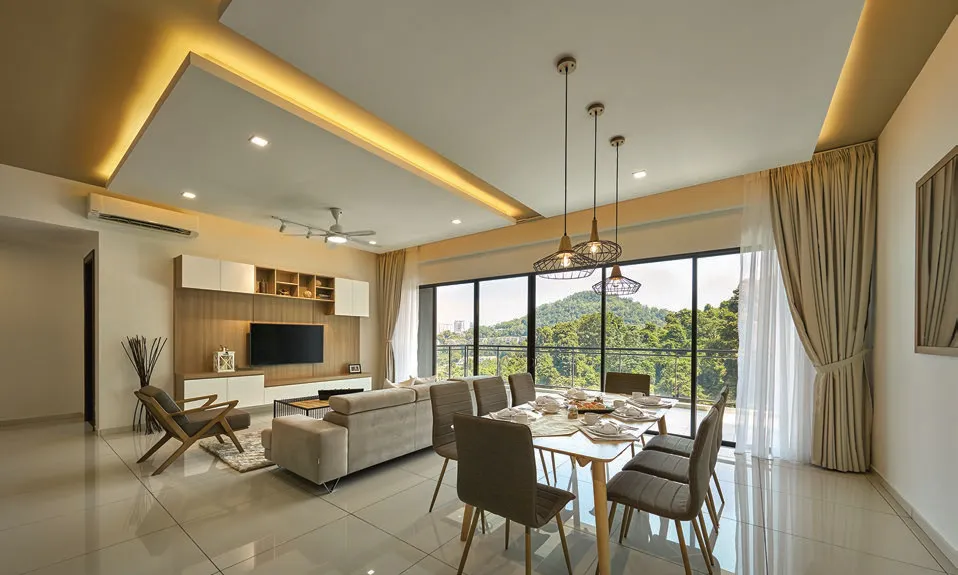 Alila 2, Tanjung Bungah, Penang: show unit living and dining room, for illustration only