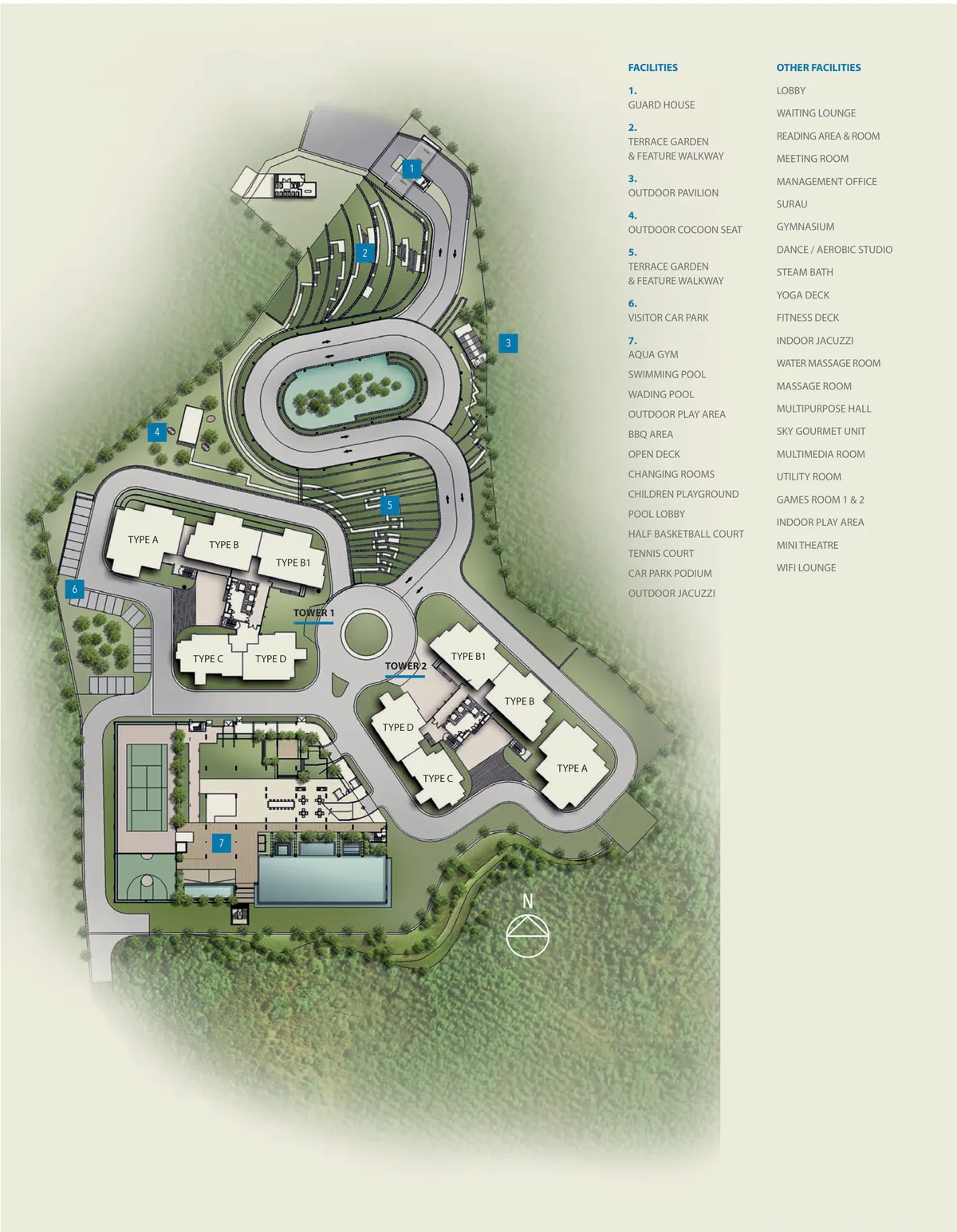 Alila 2, Tanjung Bungah, Penang: site plan with the two towers, terrace gardens and pool podium