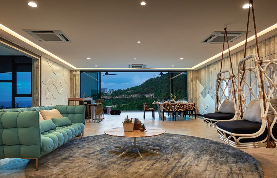 Alila 2, Tanjung Bungah, Penang: residents' function lounge with hill view, actual photo