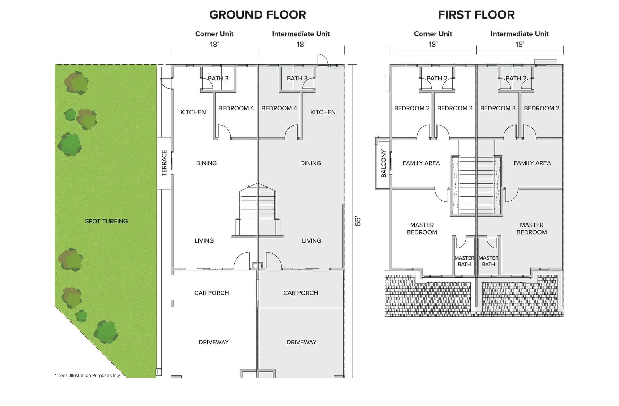 Allamanda @ Meridin East 18 ft x 65 ft floor plan