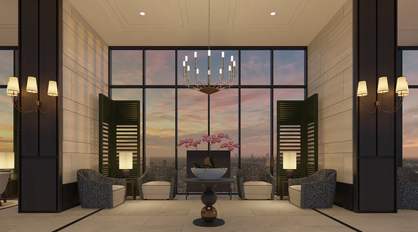 AndaBreeze Residences, Bandar Cassia, Batu Kawan: residents' lounge with full-height glass