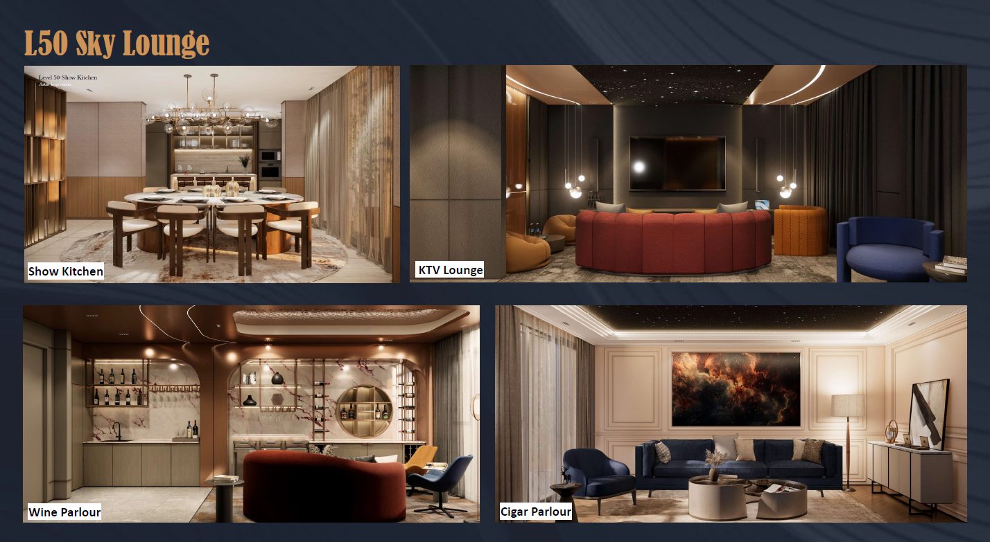 Arden Level 50 sky lounge: show kitchen, KTV lounge, wine and cigar parlours
