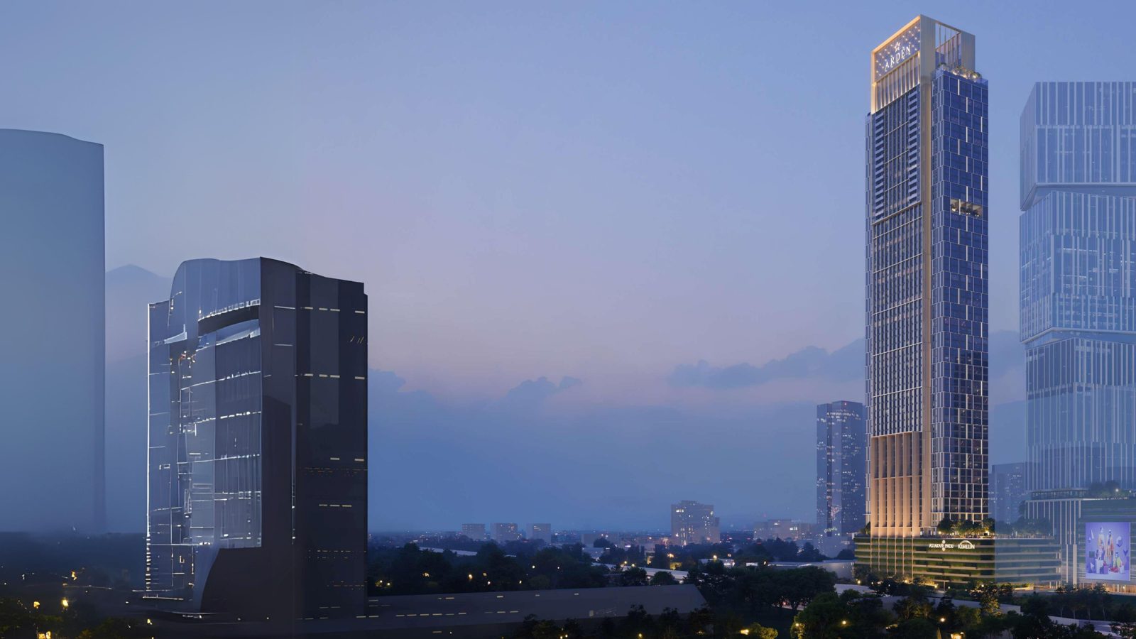 Arden serviced residence tower at dusk, Johor Bahru