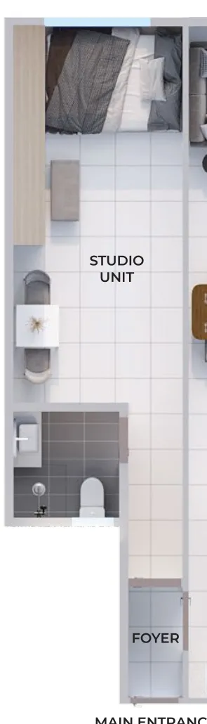 Aston Minka Residences, Bukit Mertajam: studio part of the dual-key unit, 307 sq ft