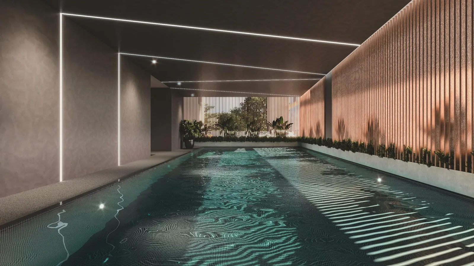Aston Minka Residences, Bukit Mertajam: ground-floor lap pool, artist's impression