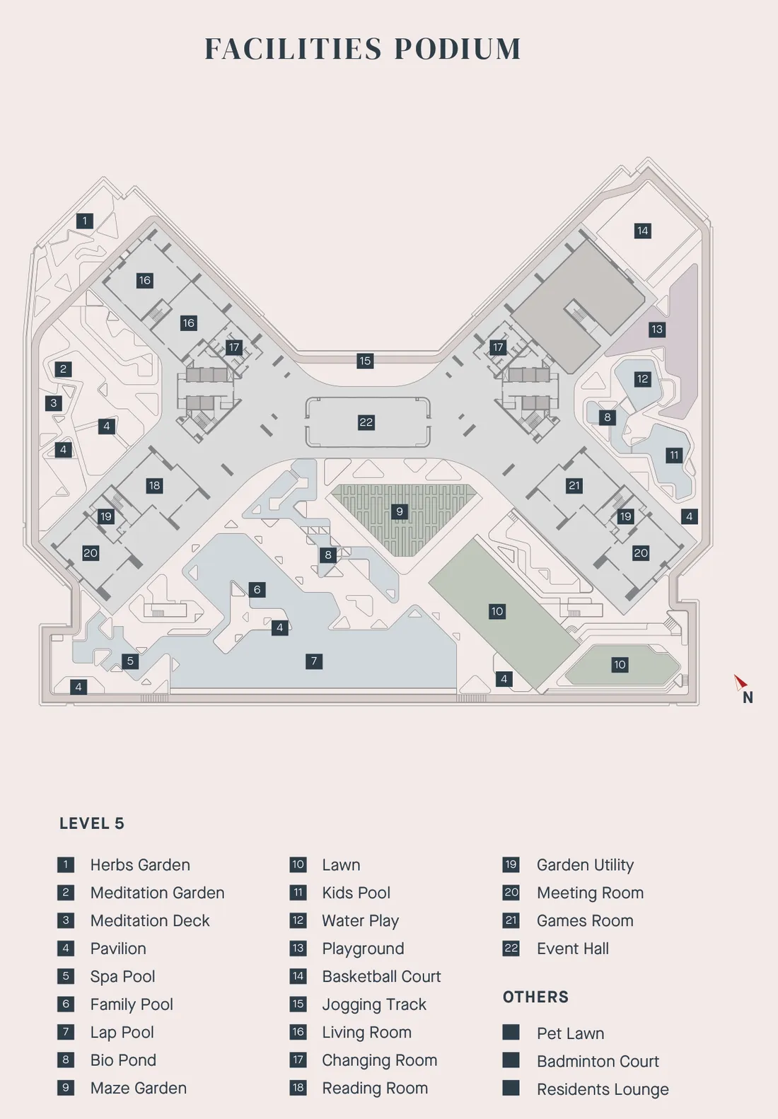 Avéa, Andaman Island: Level 5 facilities podium plan