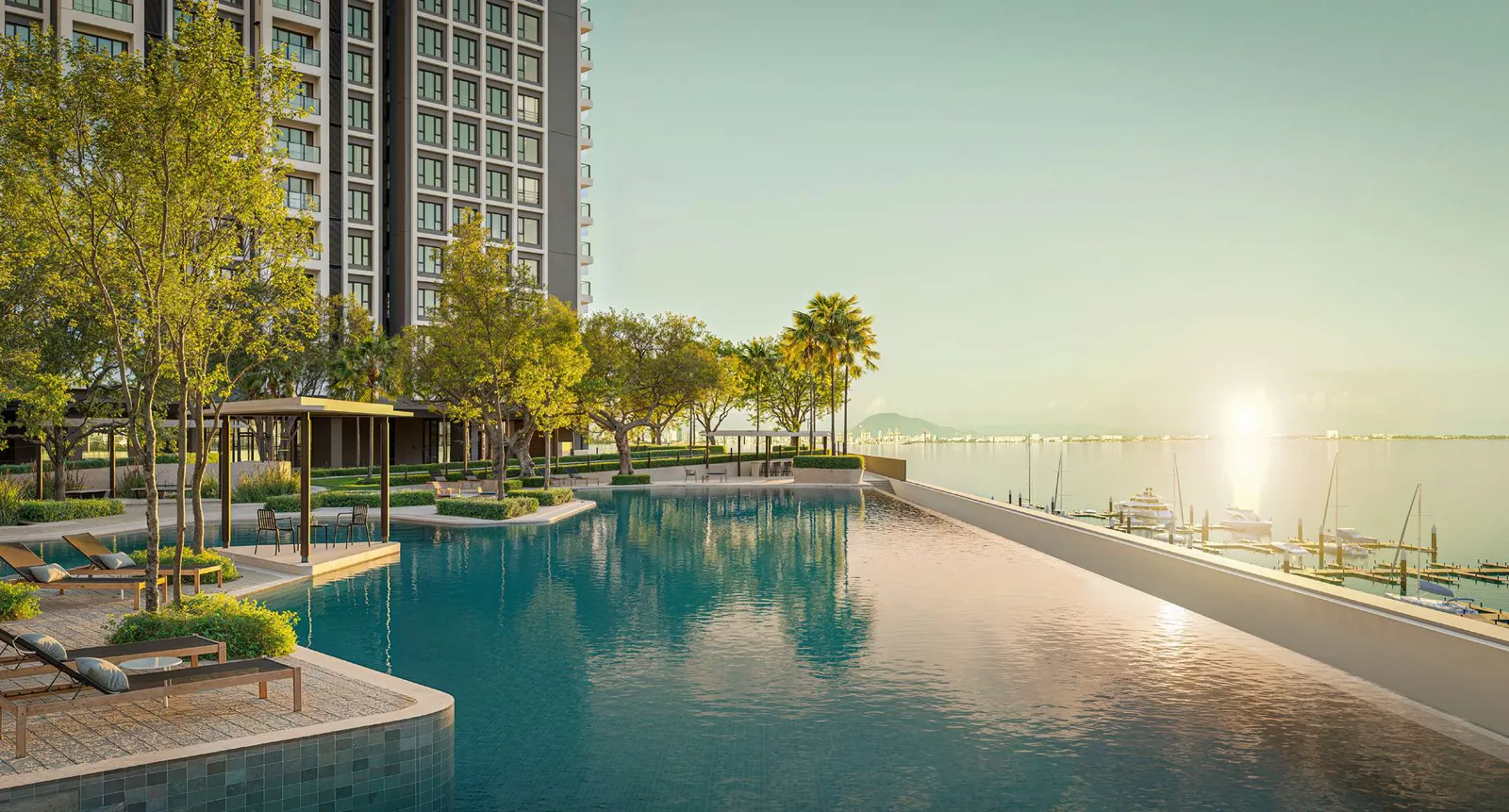 Avéa, Andaman Island: 50 m lap pool on the Level 5 podium facing the sea, artist's impression