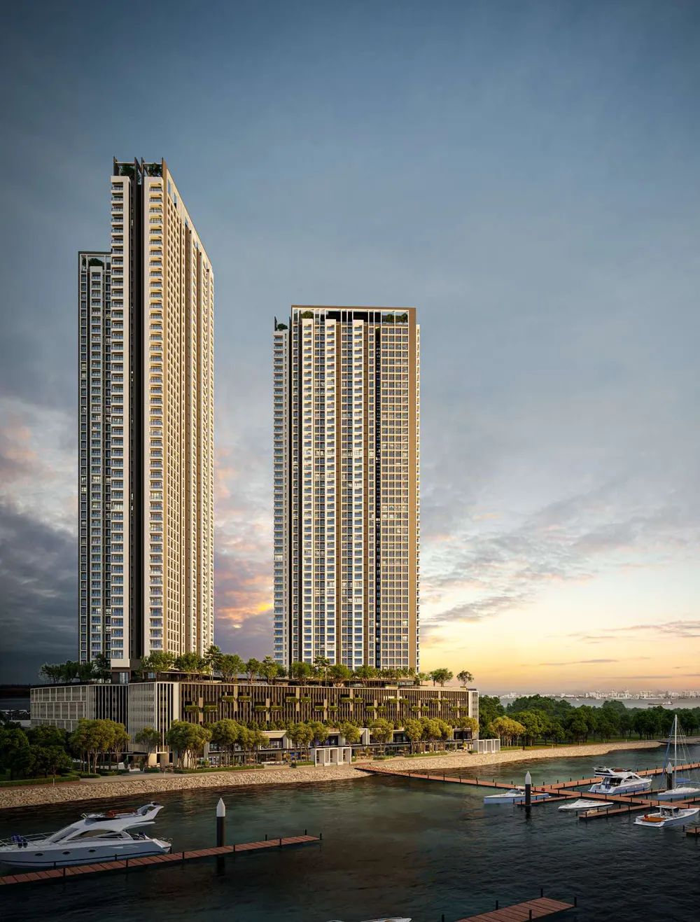 Avéa, Andaman Island: two towers on the waterfront, artist's impression