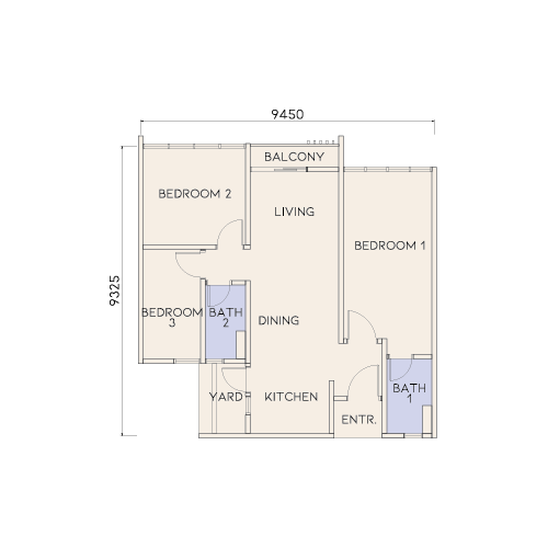 Avenue Residences Type G floor plan, 863 sq ft