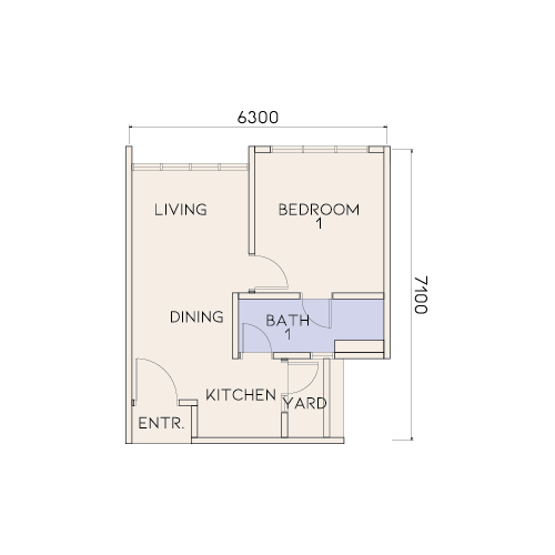 Avenue Residences Type E floor plan, 435 sq ft