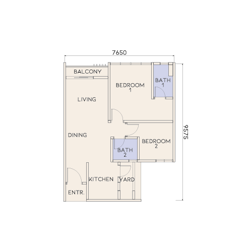 Avenue Residences Type F floor plan, 697 sq ft