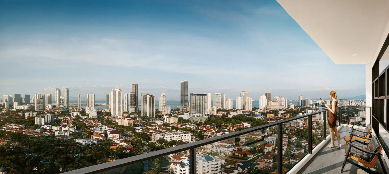 Cantonment Residence, Pulau Tikus: balcony view towards the Gurney Drive skyline, artist's impression
