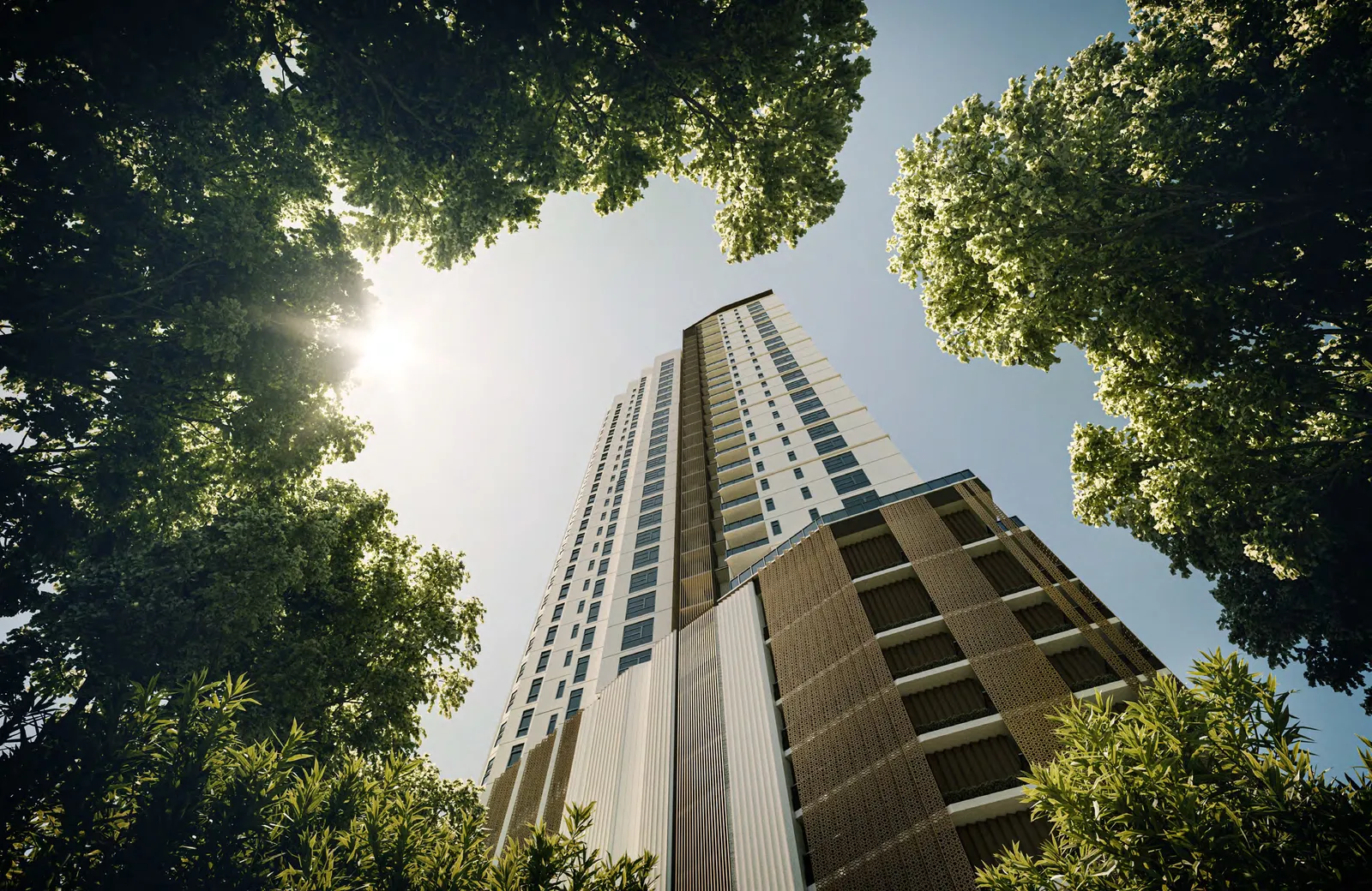 Cantonment Residence, Pulau Tikus: facade seen from below through the trees, artist's impression