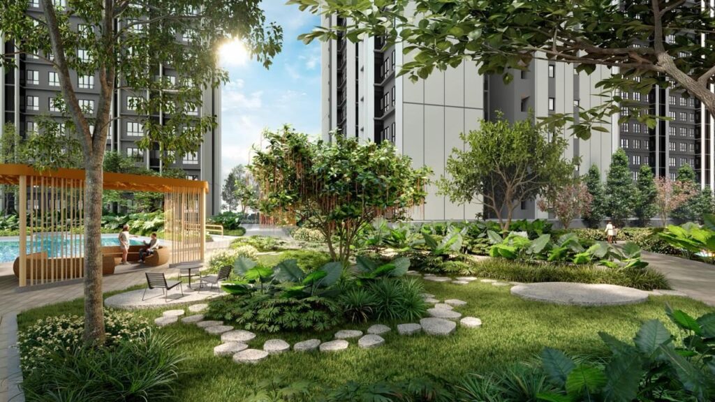 Causewayz Square garden with stepping stones