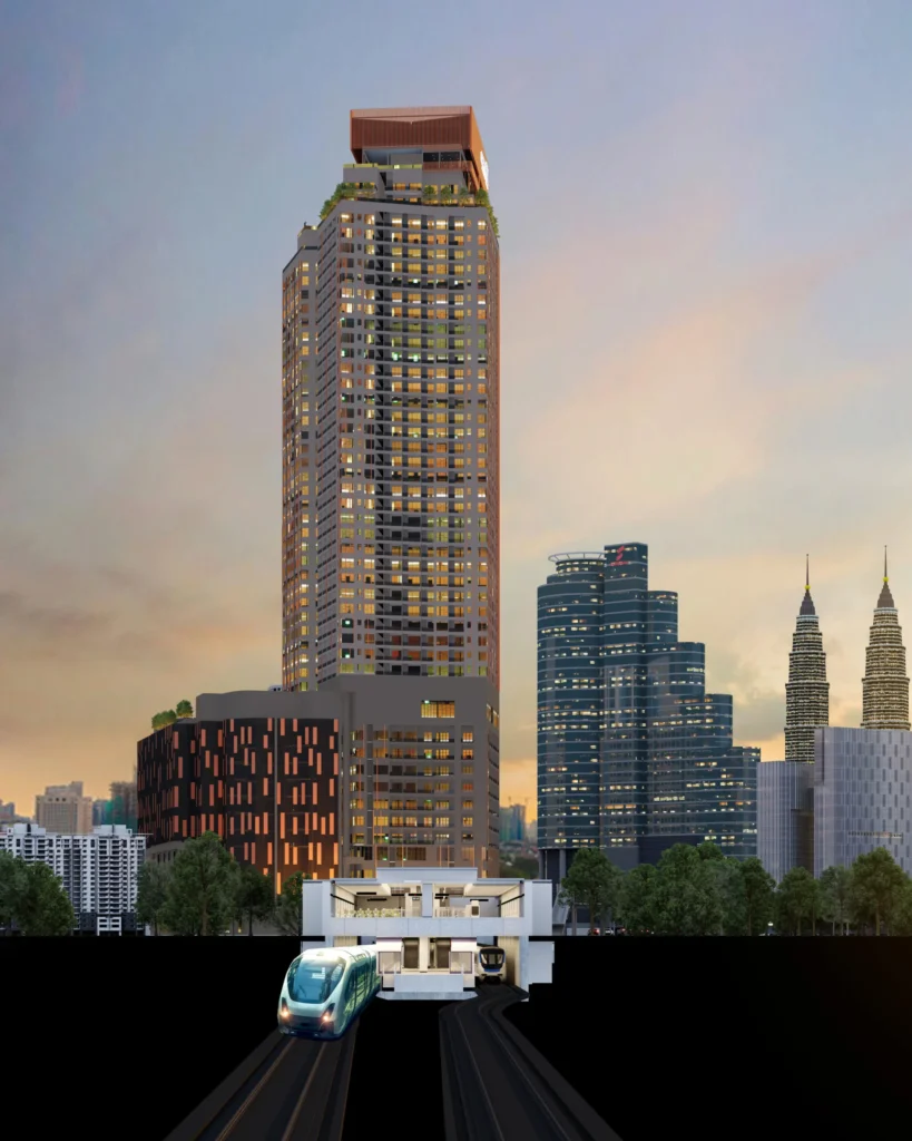 Centrix KLCC tower above Dang Wangi LRT on Jalan Ampang (artist's impression)