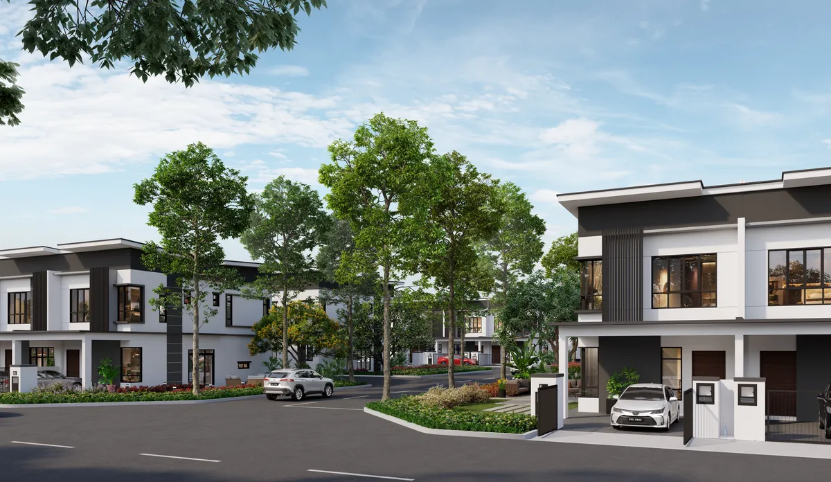 Crest at Austin terrace homes at a street corner, artist impression