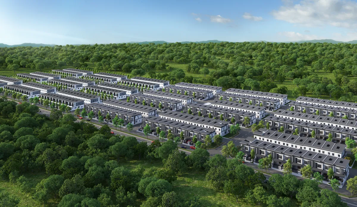 Aerial view of Crest at Austin terrace streets, artist impression