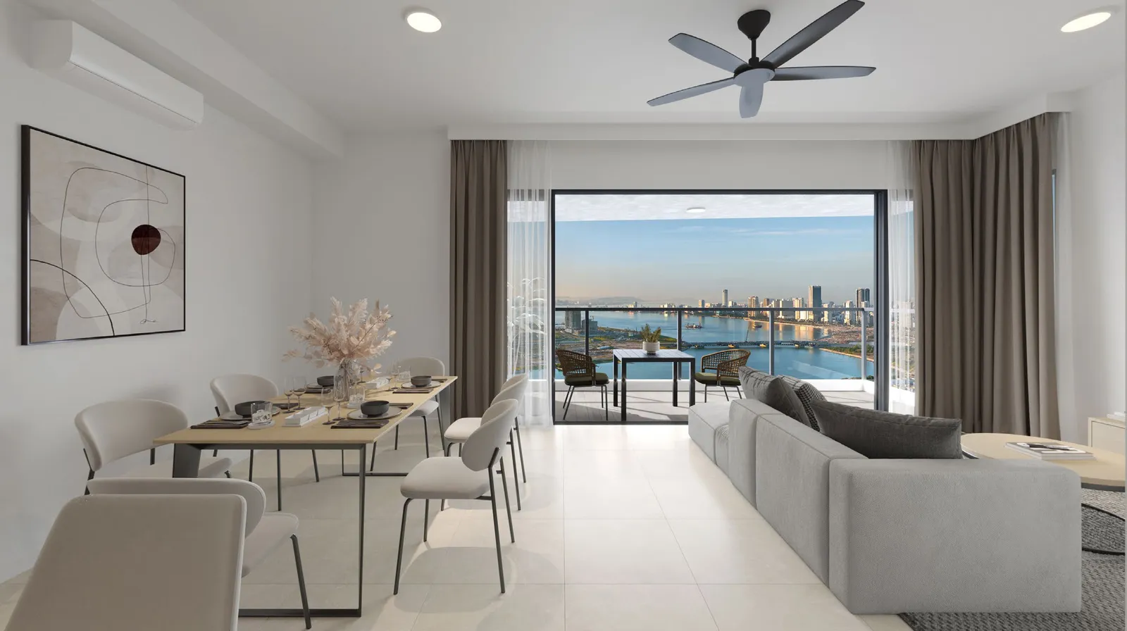 Crown Penang, Tanjung Tokong, Penang: two-bedroom living and dining concept, artist's impression