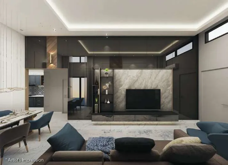 D'Aleena, Tasek Gelugor: single-storey terrace living room concept (artist's impression)