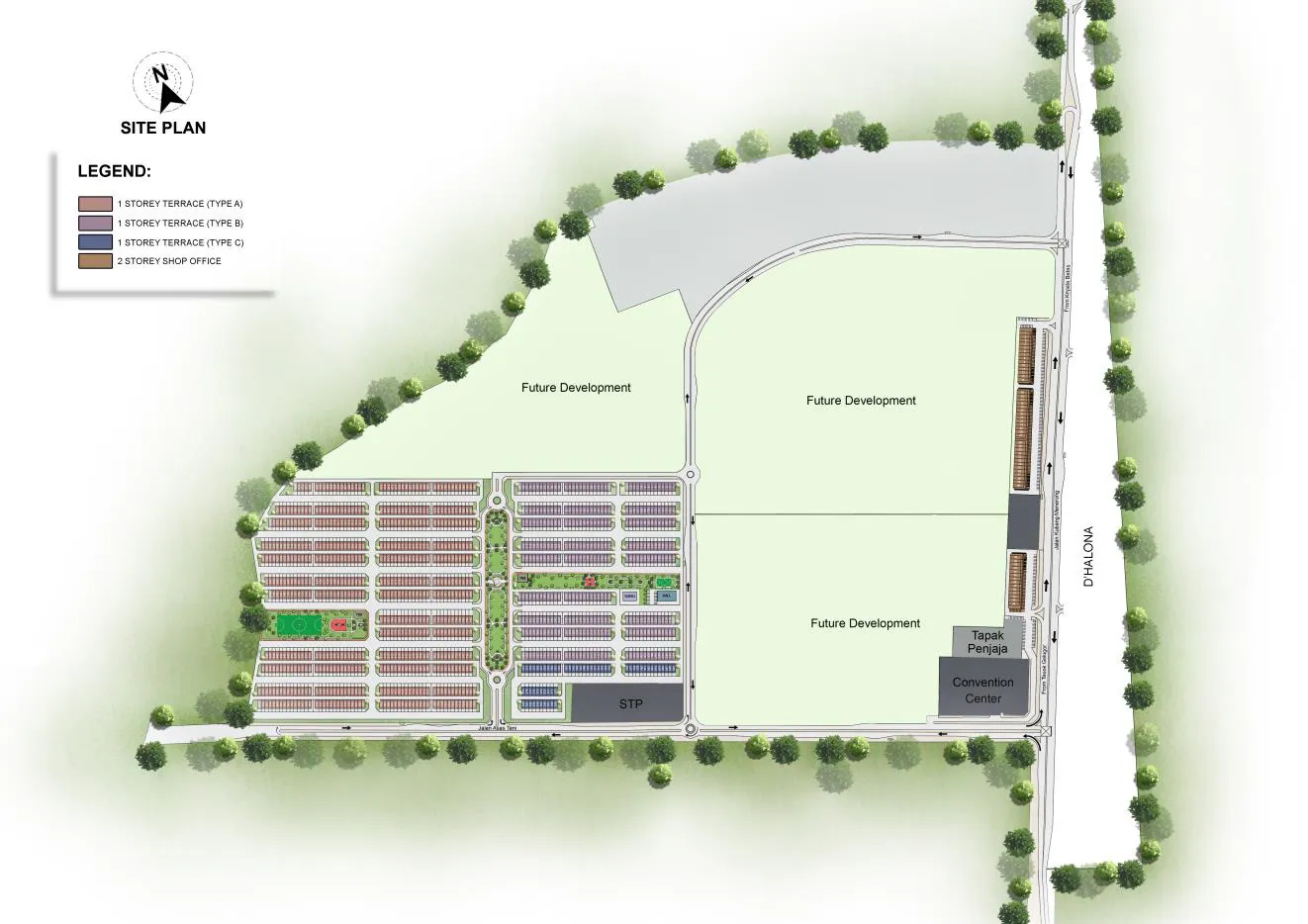 D'Aleena, Tasek Gelugor: master plan with the terrace precinct and future development land