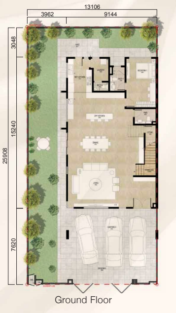 Danga Sutera Phase 2 Type A ground floor plan, 43 x 85 ft