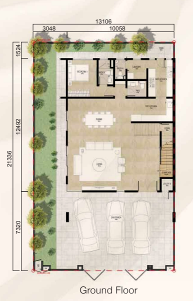Danga Sutera Phase 2 Type B ground floor plan, 43 x 70 ft