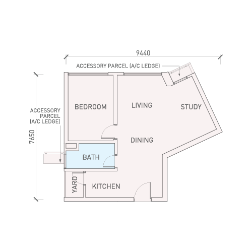 Florian Residences Type A6 floor plan, 639 sq ft