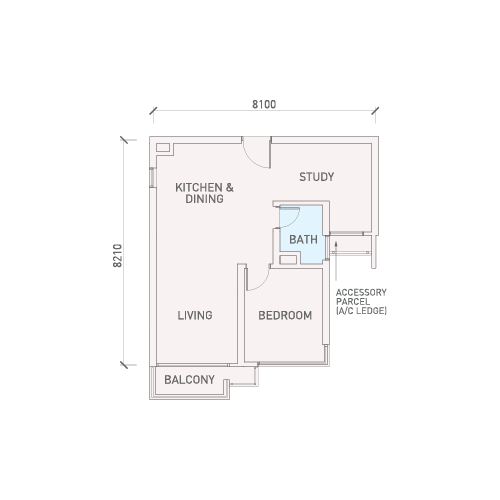 Florian Residences Type A7 floor plan, 679 sq ft