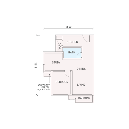 Florian Residences Type A8 floor plan, 693 sq ft