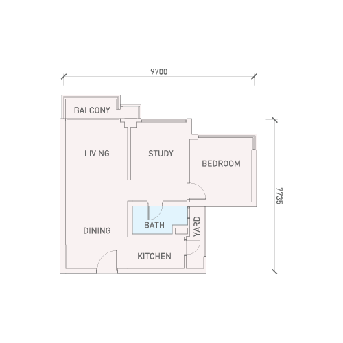Florian Residences Type B1A floor plan, 729 sq ft