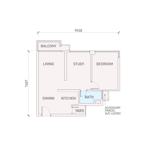 Florian Residences Type B3 floor plan, 748 sq ft