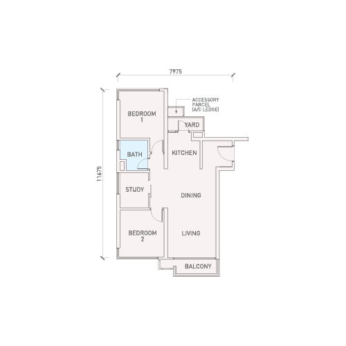 Florian Residences Type B7 floor plan, 860 sq ft