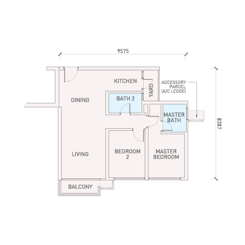 Florian Residences Type B11 floor plan, 874 sq ft