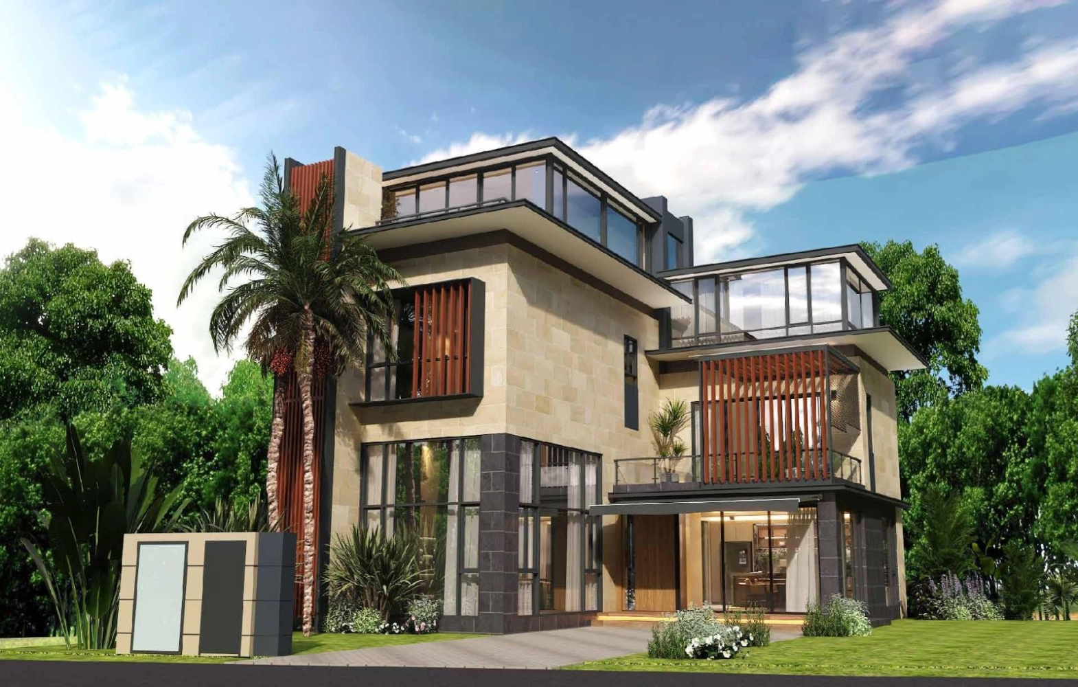 Forest City Golf Villa three-storey villa render with terrace