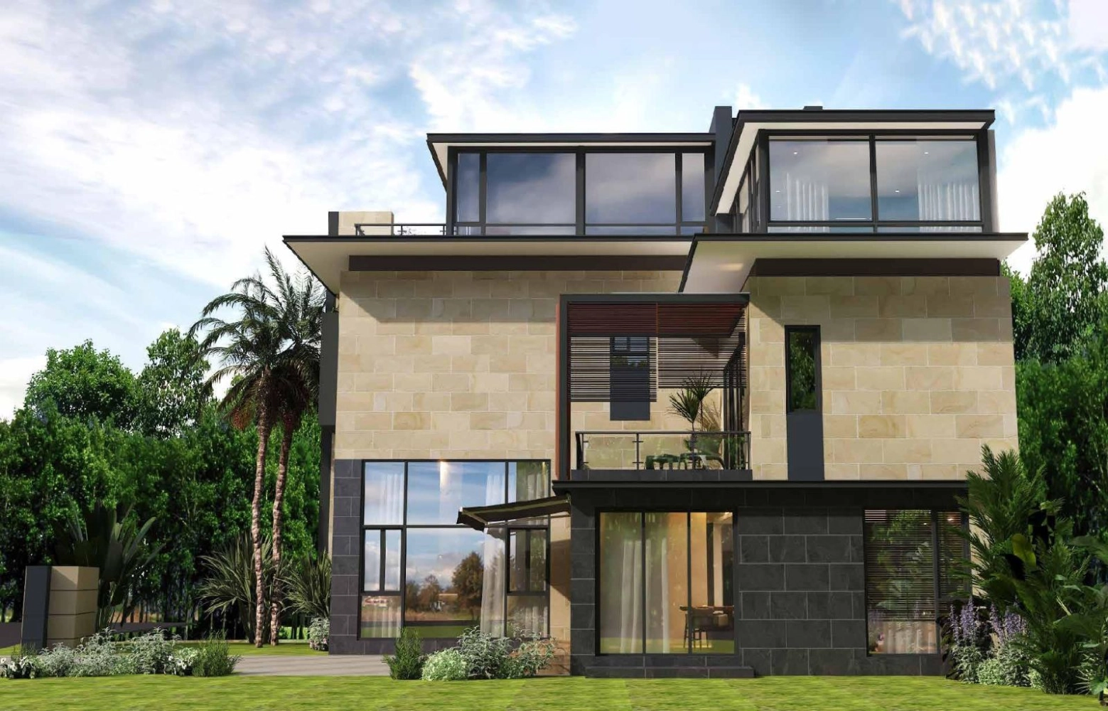 Forest City Golf Villa villa render, garden side