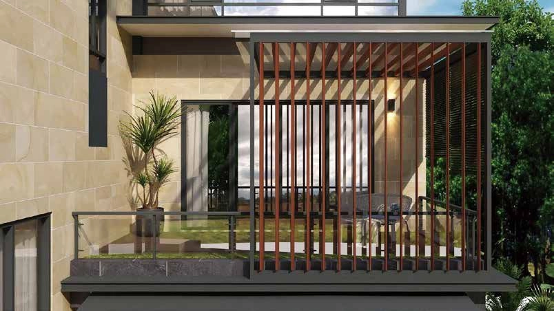 Forest City Golf Villa balcony and timber screen render