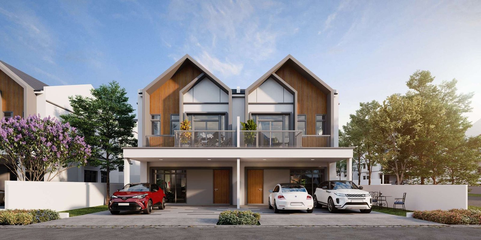 Double-storey cluster house render, Greenway Grove, Genting Indahpura