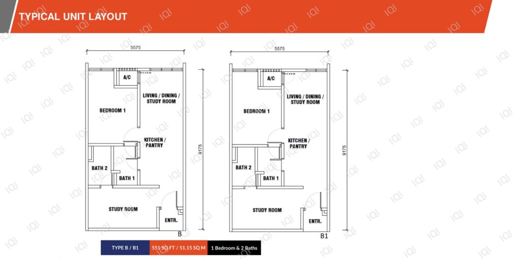 Gen Sphere floor plan, Type B / B1