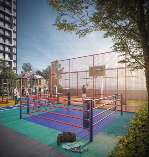 GenRise boxing ring and basketball court