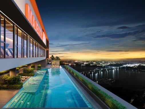 GenRise Sky Pool at night