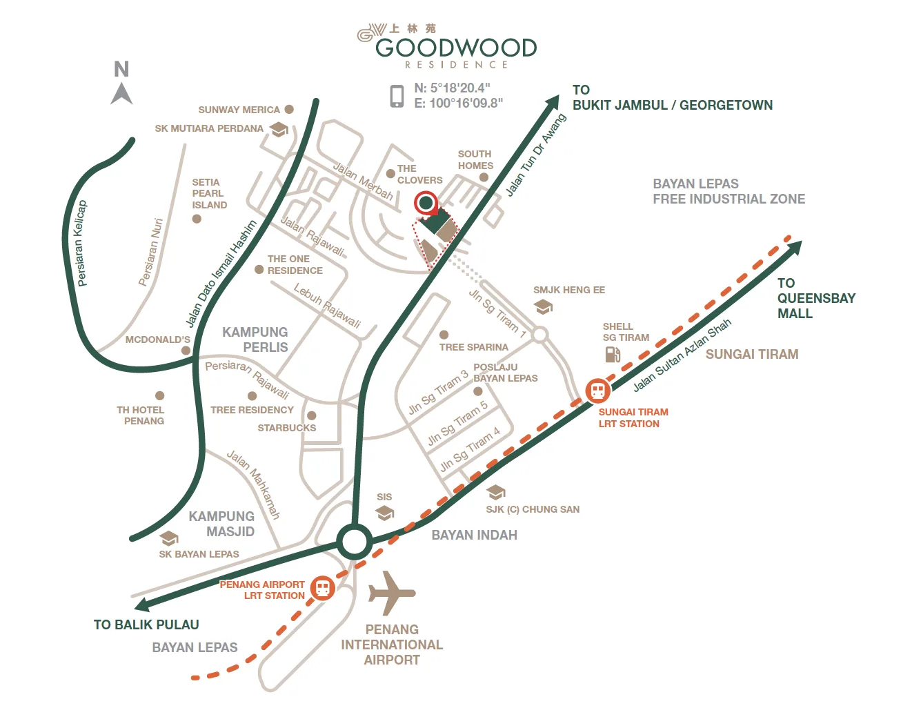 Goodwood Residence, Bayan Lepas: location map, Jalan Tun Dr Awang