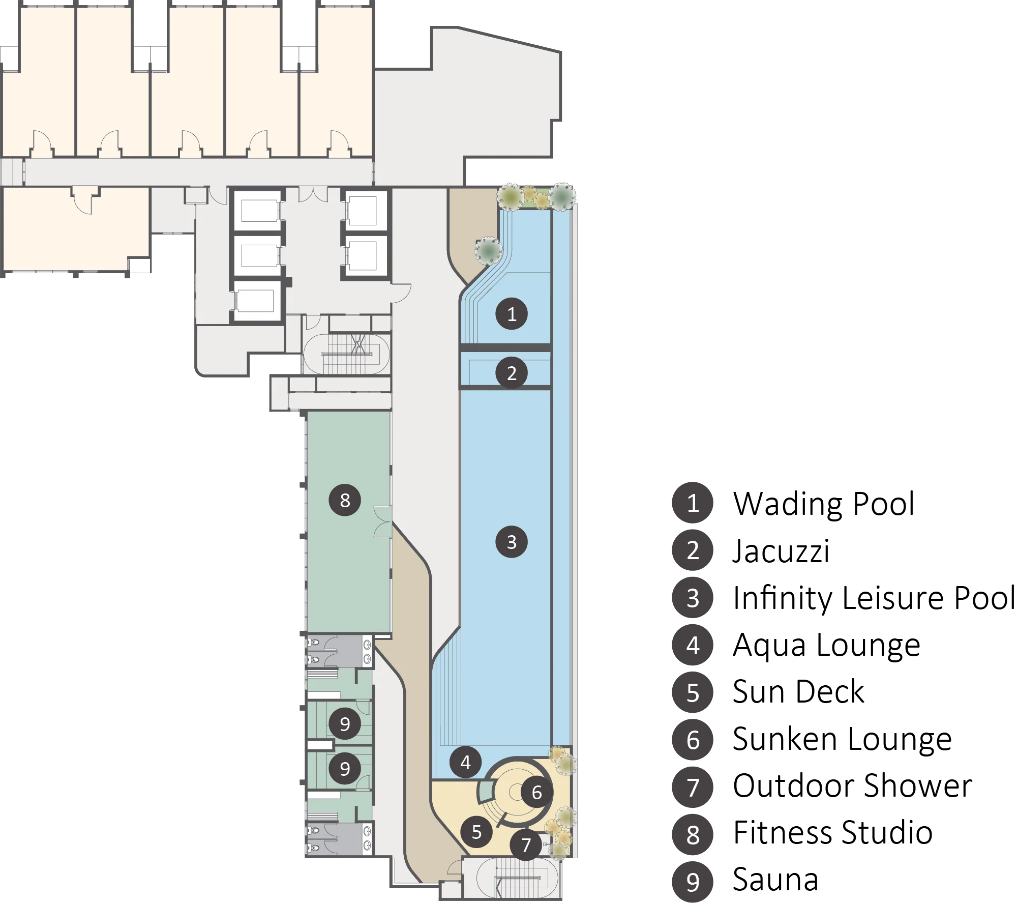 G'Vinton, George Town: Level 39 rooftop facilities plan with infinity pool