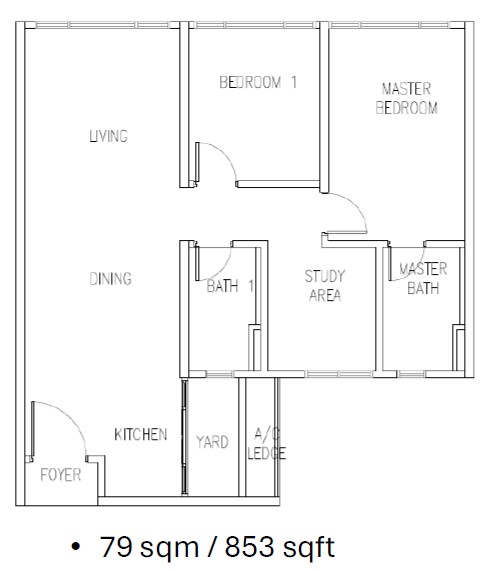 Hillview @ Senibong Cove floor plan, Type B1