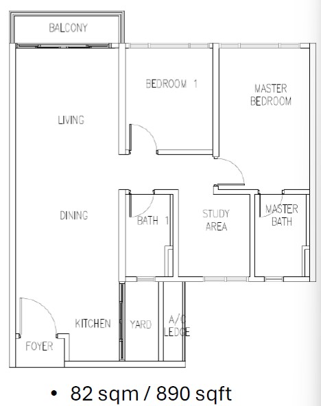 Hillview @ Senibong Cove floor plan, Type B2